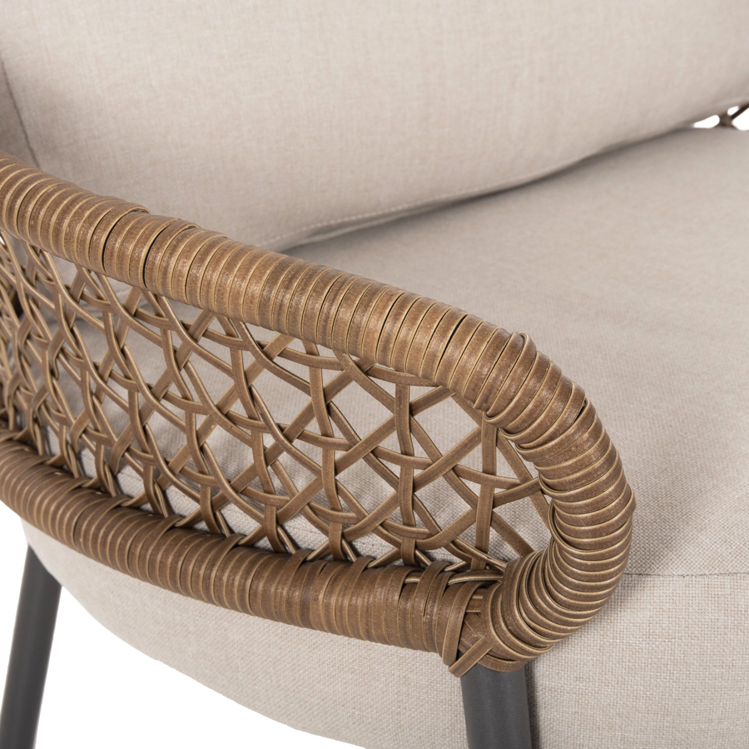 OUTDOOR 5PCS LOUNGE SET BREY HM6079 ANTHRACITE ALUMINUM-KHAKI PE RATTAN-BEIGE CUSHIONS
