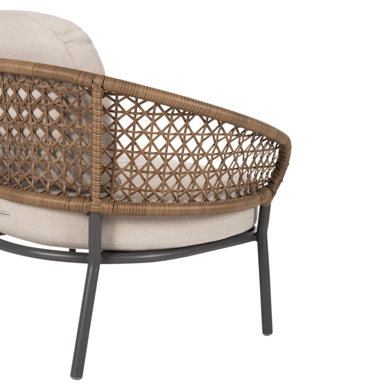 OUTDOOR 5PCS LOUNGE SET BREY HM6079 ANTHRACITE ALUMINUM-KHAKI PE RATTAN-BEIGE CUSHIONS