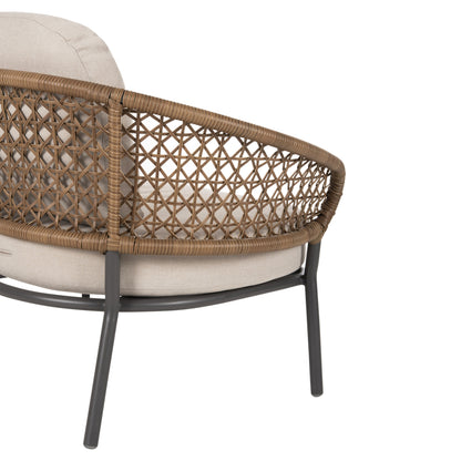 OUTDOOR 5PCS LOUNGE SET BREY HM6079 ANTHRACITE ALUMINUM-KHAKI PE RATTAN-BEIGE CUSHIONS