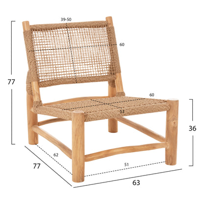 OUTDOOR 4PCS LOUNGE SET LONDER HM11957 SOLID TEAK WOOD-SYNTH.RATTAN-NATURAL COLOR