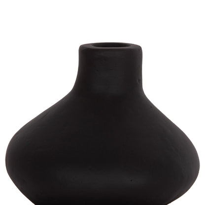 SET OF 2 TABLE DECORATIVE VASES CHELIN HM21144 TERRACOTTA IN BLACK & PURPLE