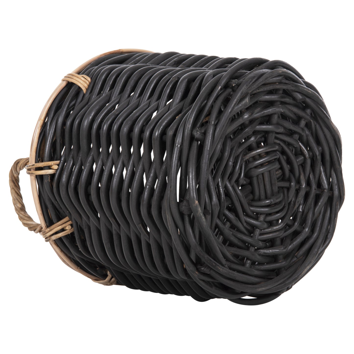 FLOOR BASKETS 2PCS POTTS HM4379 CL RATTAN IN BLACK&NATURAL Φ61+Φ45cm.