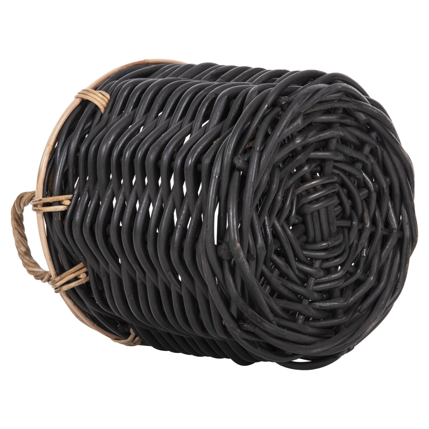 FLOOR BASKETS 2PCS POTTS HM4379 CL RATTAN IN BLACK&NATURAL Φ61+Φ45cm.