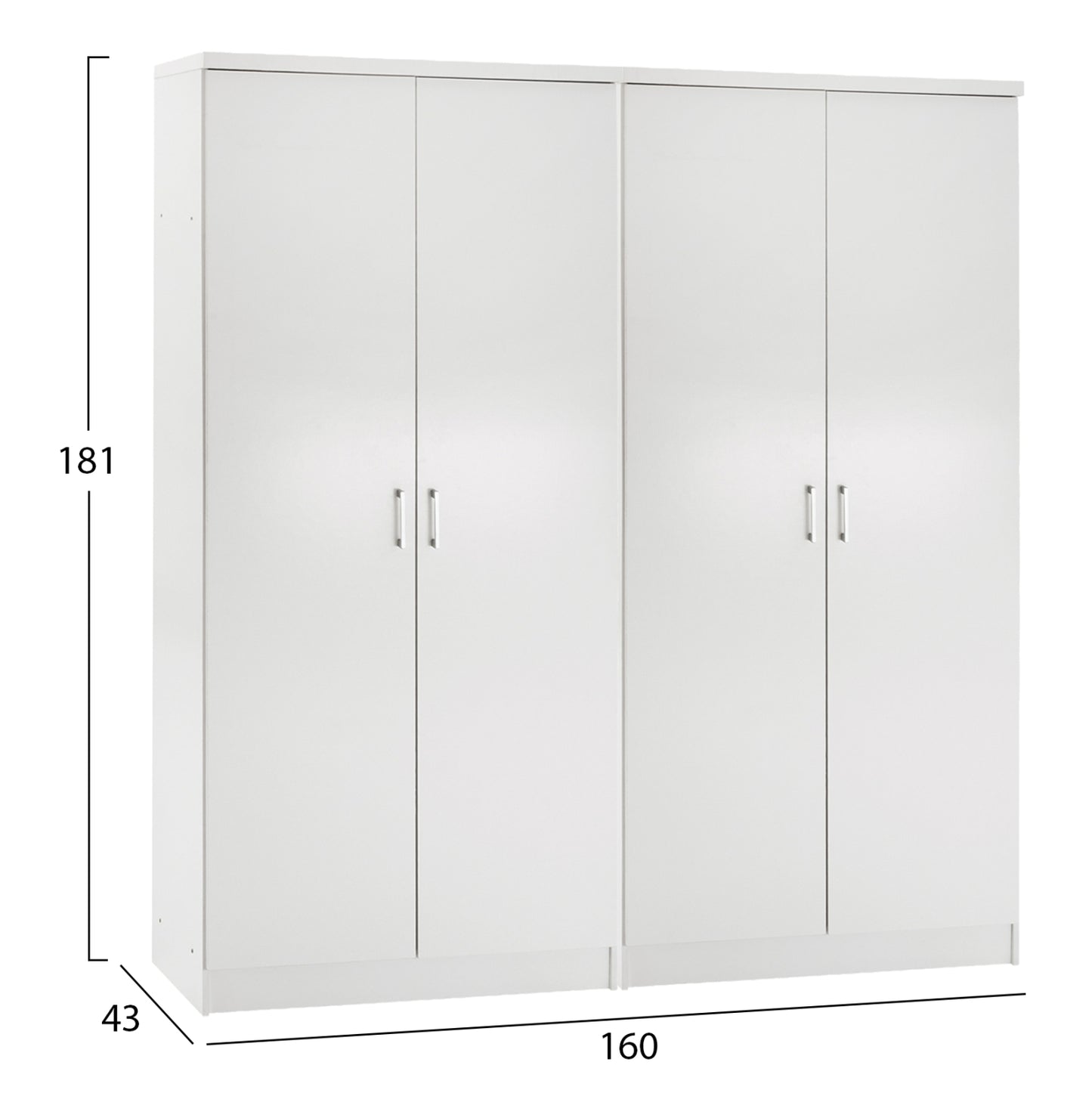 TWO WARDROBES 2-LEAF JENNA HM11350.05 MELAMINE IN WHITE 160x43x181Hcm.