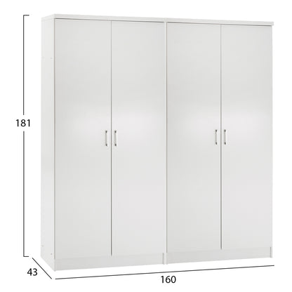 TWO WARDROBES 2-LEAF JENNA HM11350.05 MELAMINE IN WHITE 160x43x181Hcm.