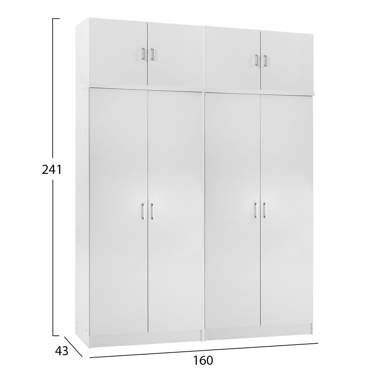 TWO WARDROBES 2-LEAF WITH LOFTS JENNA HM11350.05 MELAMINE IN WHITE 160x43x240Hcm.