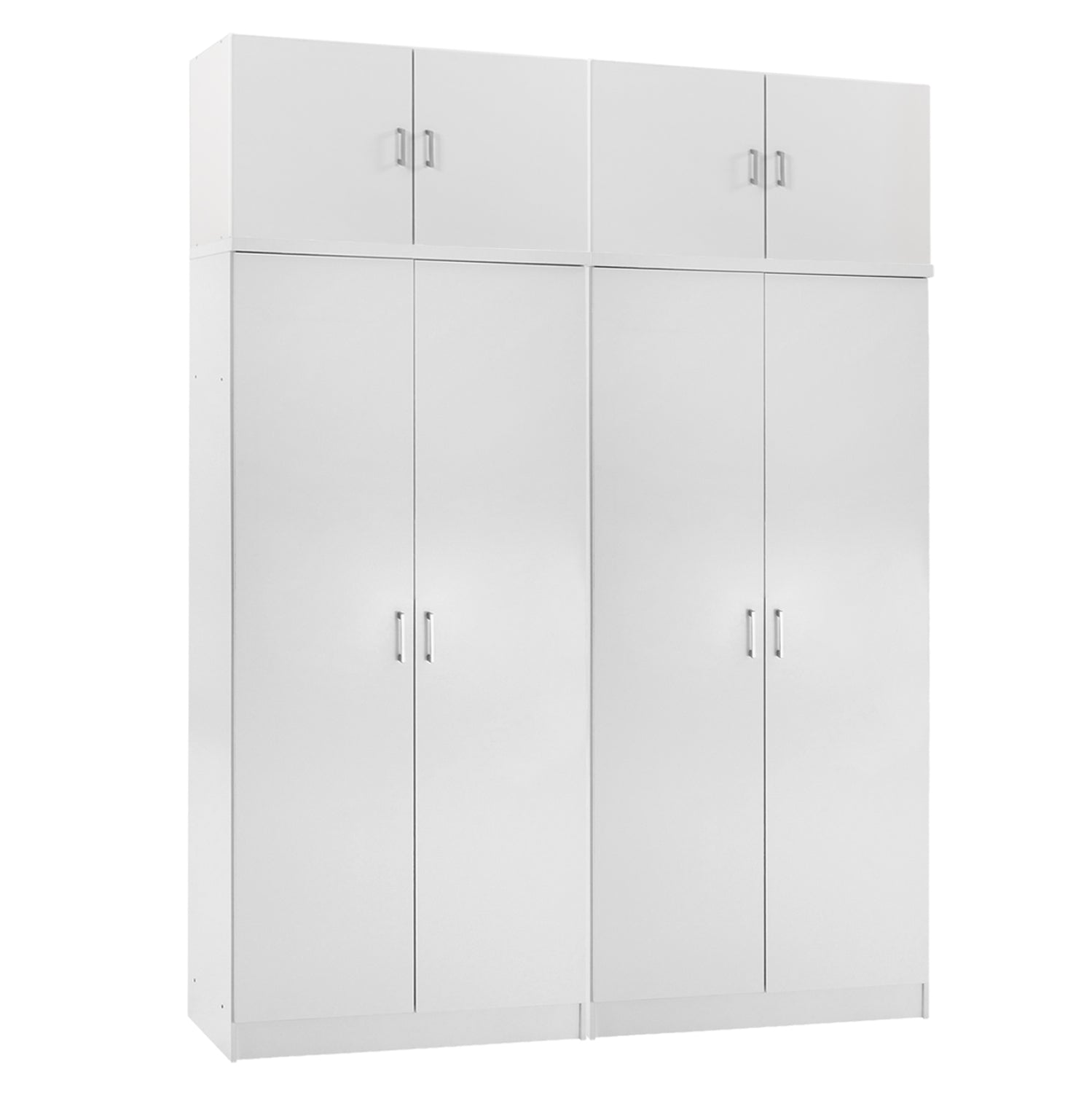 TWO WARDROBES 2-LEAF WITH LOFTS JENNA HM11350.05 MELAMINE IN WHITE 160x43x240Hcm.