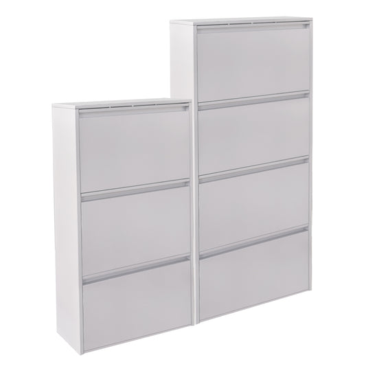 SET 2 SHOE CABINETS STARK HM10994.02 METAL IN WHITE--3+4 MAGNETIC DOORS