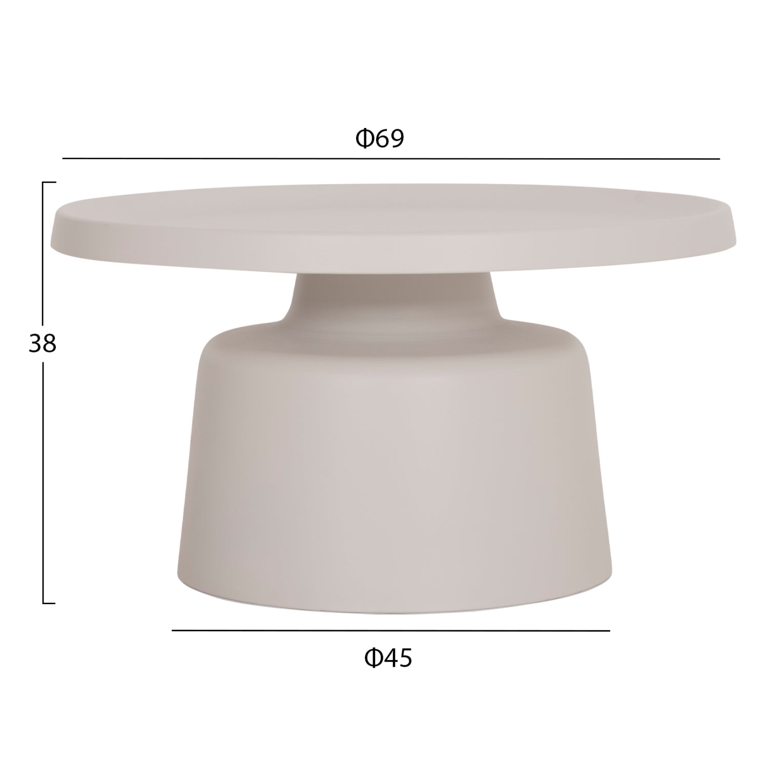 SET 2 COFFEE TABLES RINKON2 HM18304.01 ALL METAL IN WHITE Φ49cm & Φ69cm