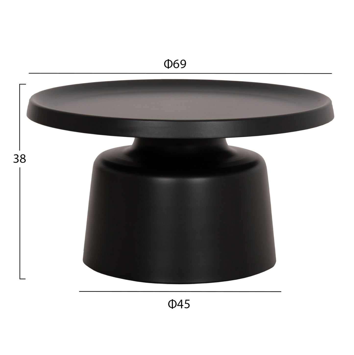 SET 2 COFFEE TABLES RINKON2 HM18304.02 ALL METAL IN BLACK Φ49cm & Φ69cm