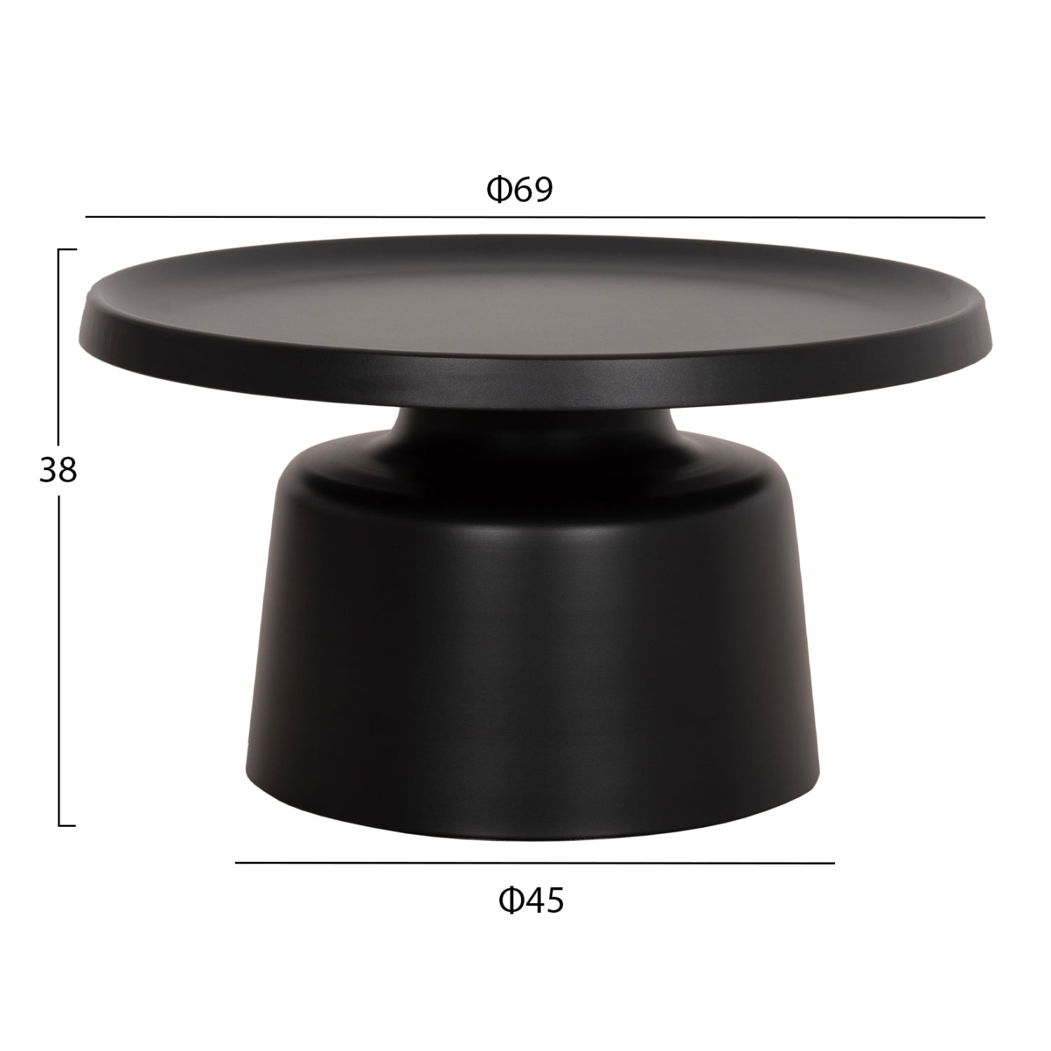 SET 2 COFFEE TABLES RINKON2 HM18304.02 ALL METAL IN BLACK Φ49cm & Φ69cm