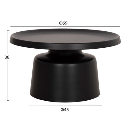 SET 2 COFFEE TABLES RINKON2 HM18304.02 ALL METAL IN BLACK Φ49cm & Φ69cm