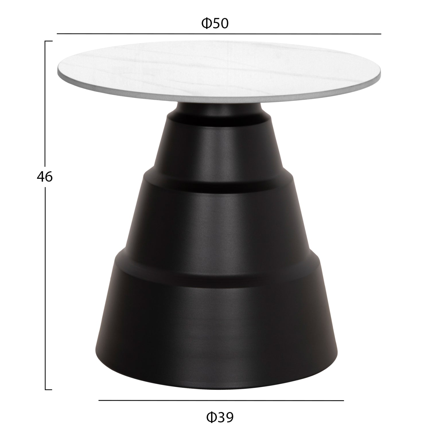 SET 2 COFFEE TABLES LIDOX HM18306.02 SINTERED STONE TOPS IN SNOW WHITE COLOR Φ50cm & Φ70cm