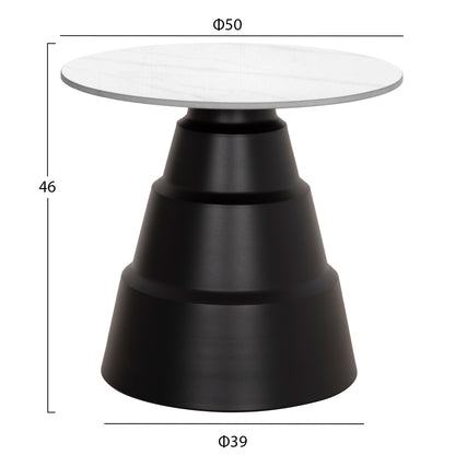 SET 2 COFFEE TABLES LIDOX HM18306.02 SINTERED STONE TOPS IN SNOW WHITE COLOR Φ50cm & Φ70cm