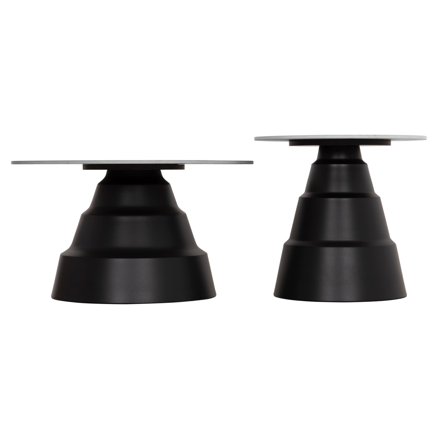 SET 2 COFFEE TABLES LIDOX HM18306.02 SINTERED STONE TOPS IN SNOW WHITE COLOR Φ50cm & Φ70cm