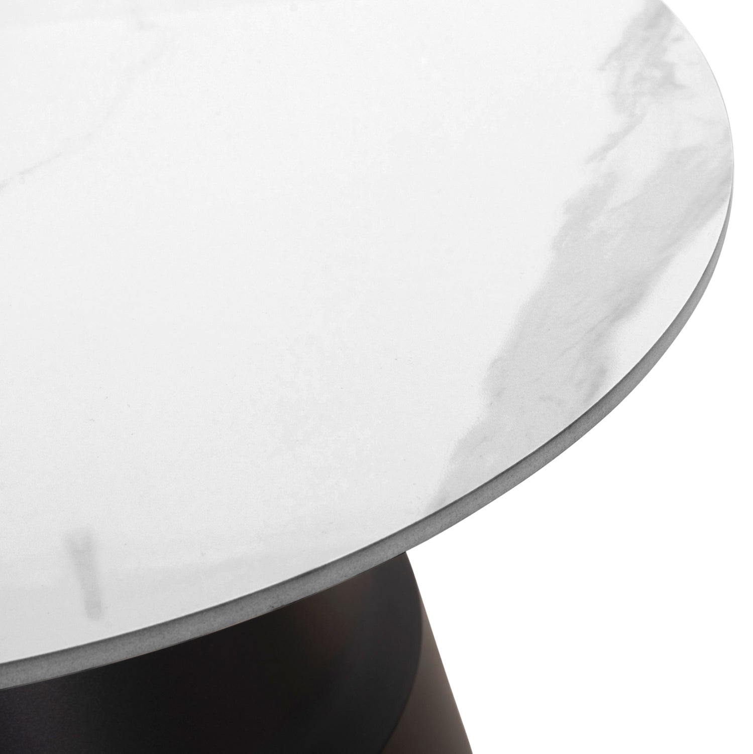 SET 2 COFFEE TABLES LIDOX HM18306.02 SINTERED STONE TOPS IN SNOW WHITE COLOR Φ50cm & Φ70cm