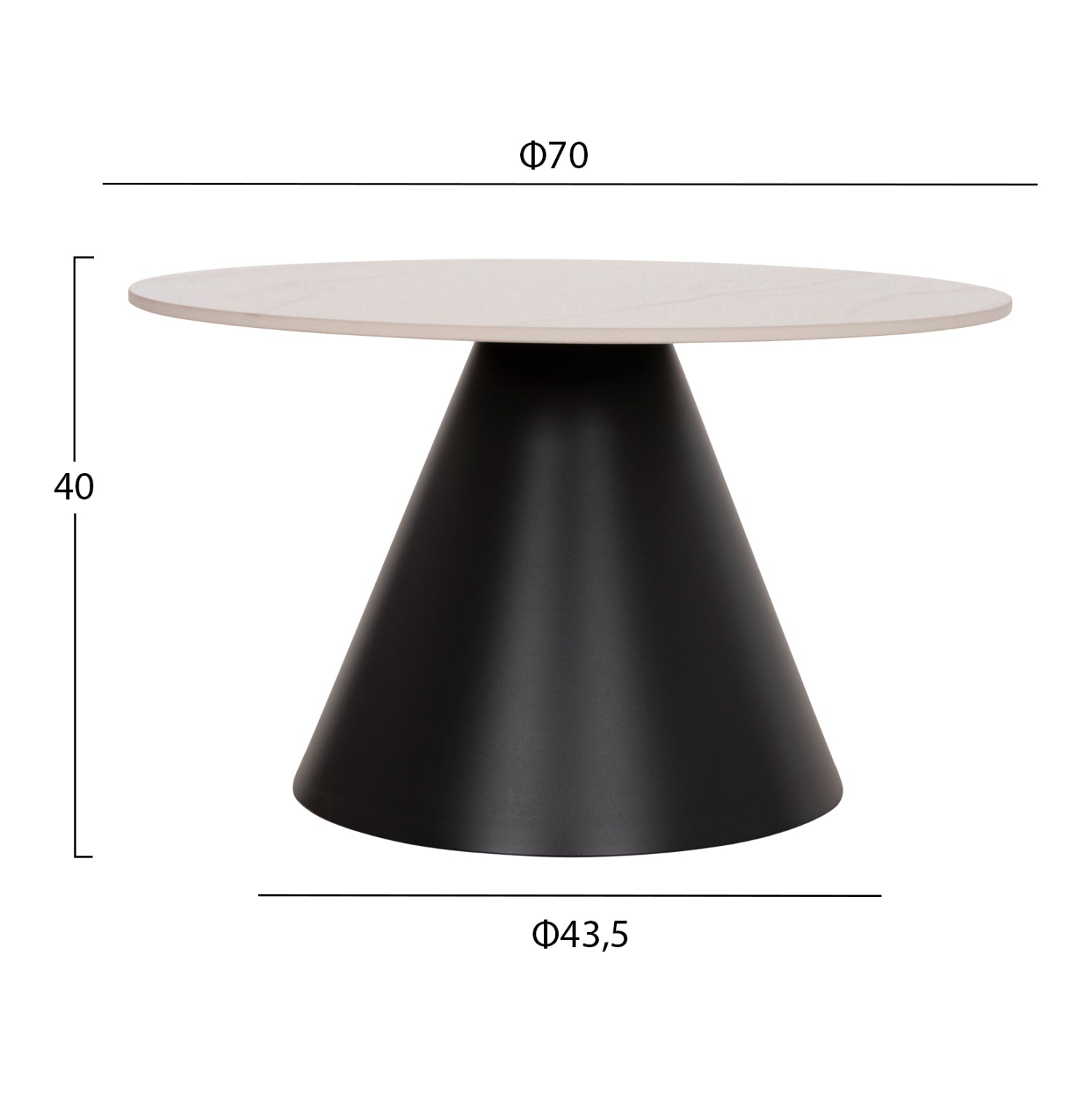 SET 2 COFFEE TABLES RIDGE(X) HM18307.02 SINTERED STONE TOPS--BLACK BASES Φ50cm & Φ70cm