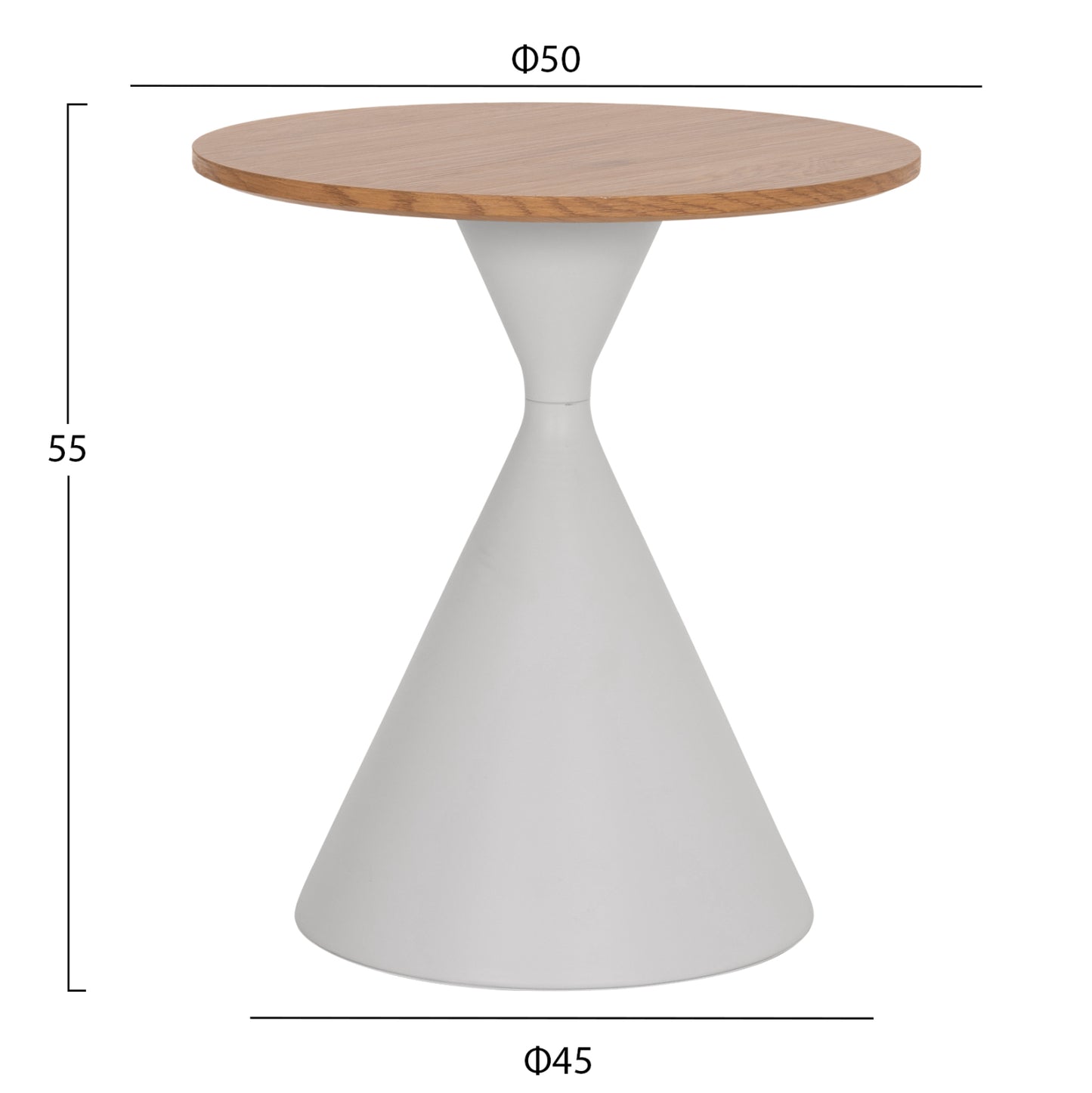 SET 2 COFFEE TABLES JENNEL(X) HM18308.01 METAL IN WHITE--MDF WITH PAPER VENEER Φ50cm & Φ70cm
