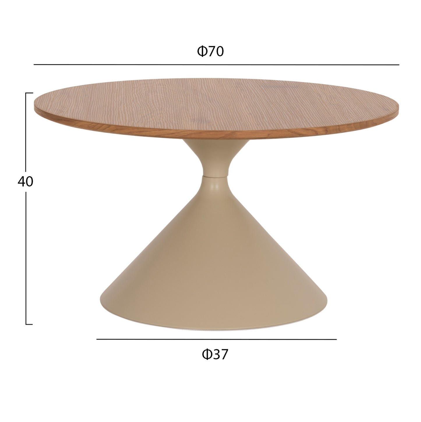 SET 2 COFFEE TABLES JENNEL(X) HM18308.04 METAL IN CHAMPAGNE--MDF WITH PAPER VENEER Φ50cm & Φ70cm