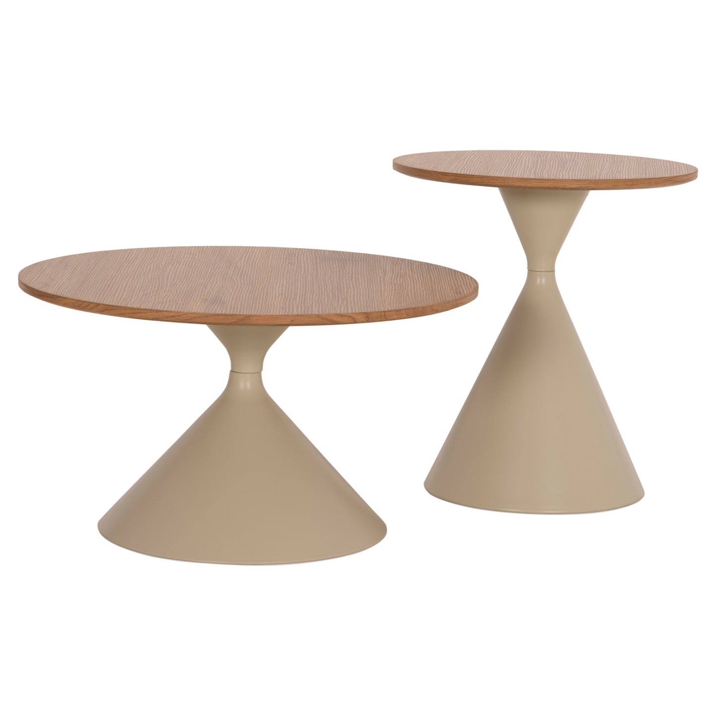 SET 2 COFFEE TABLES JENNEL(X) HM18308.04 METAL IN CHAMPAGNE--MDF WITH PAPER VENEER Φ50cm & Φ70cm