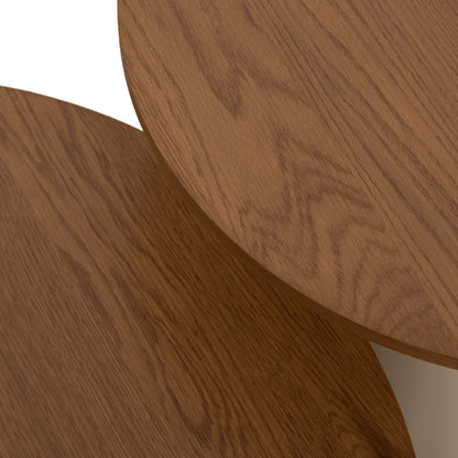 SET 2 COFFEE TABLES JENNEL(X) HM18308.04 METAL IN CHAMPAGNE--MDF WITH PAPER VENEER Φ50cm & Φ70cm