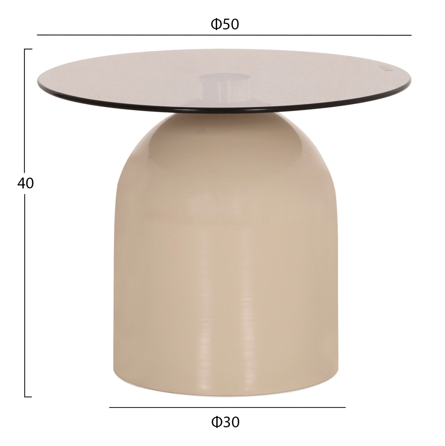 SET 2 COFFEE TABLES BELLINS HM18313.04 BEIGE METAL BASES--GLASS TOPS Φ50cm & Φ80cm