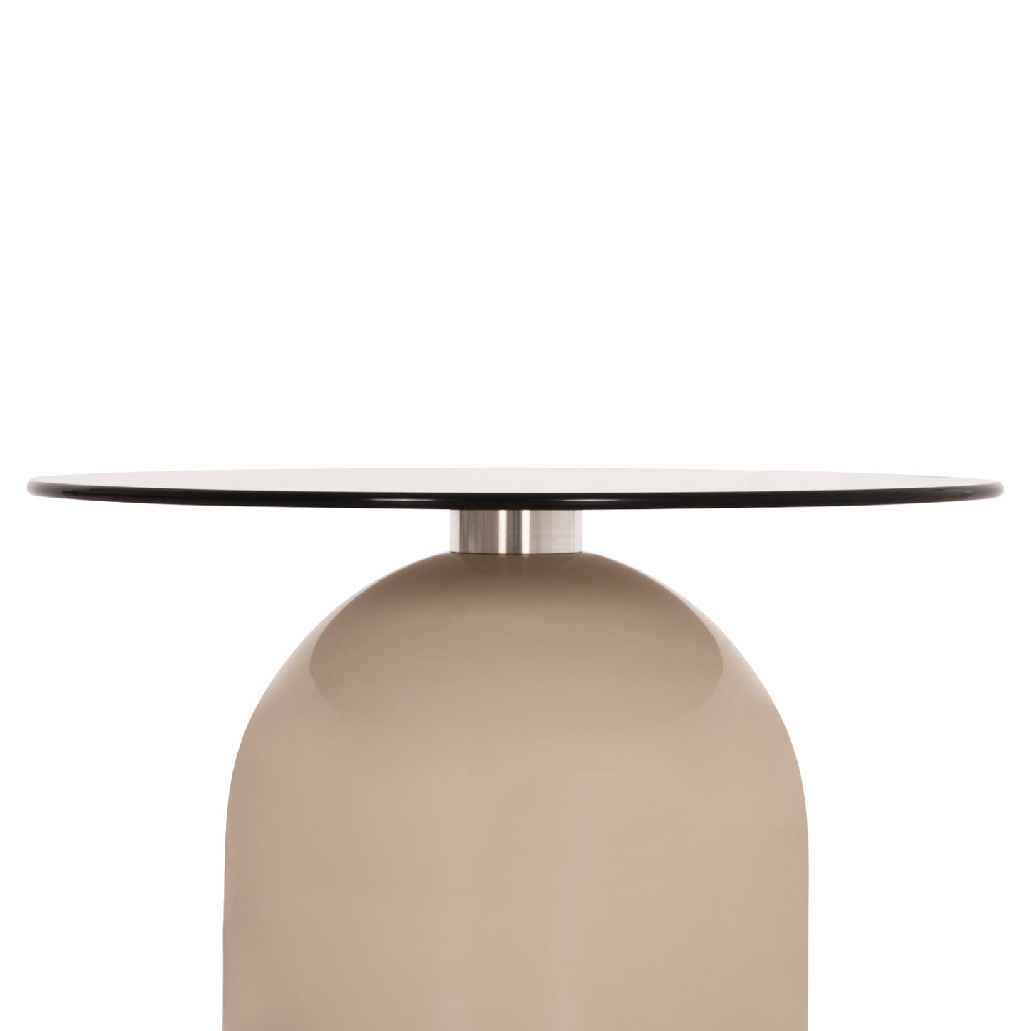 SET 2 COFFEE TABLES BELLINS HM18313.04 BEIGE METAL BASES--GLASS TOPS Φ50cm & Φ80cm