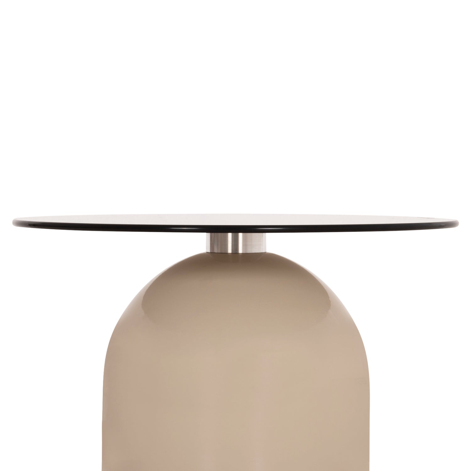 SET 2 COFFEE TABLES BELLINS HM18313.04 BEIGE METAL BASES--GLASS TOPS Φ50cm & Φ80cm