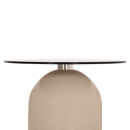 SET 2 COFFEE TABLES BELLINS HM18313.04 BEIGE METAL BASES--GLASS TOPS Φ50cm & Φ80cm