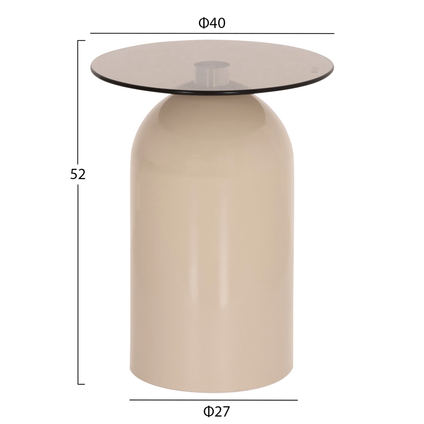 SET 2 COFFEE TABLES BELLINS HM18314.04 BEIGE METAL BASES--GLASS TOPS Φ50cm & Φ40cm