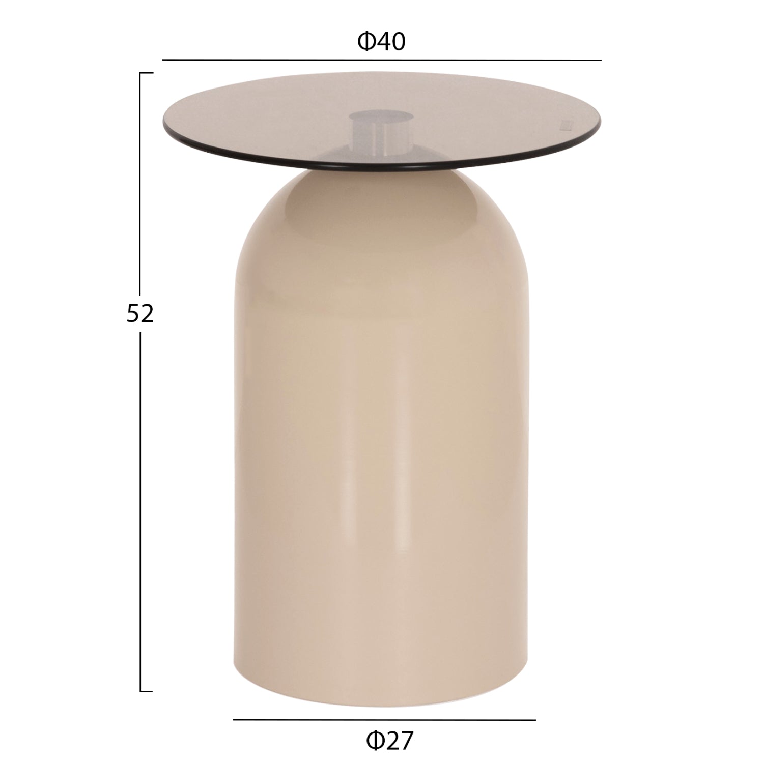 SET 2 COFFEE TABLES BELLINS HM18314.04 BEIGE METAL BASES--GLASS TOPS Φ50cm & Φ40cm