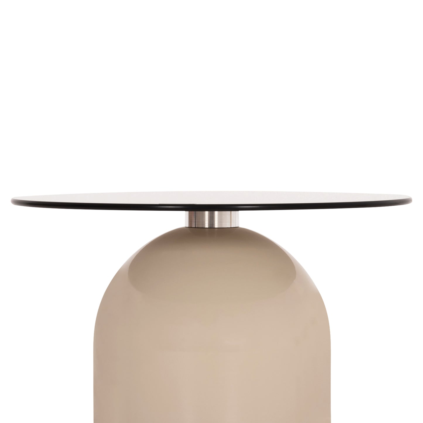 SET 2 COFFEE TABLES BELLINS HM18314.04 BEIGE METAL BASES--GLASS TOPS Φ50cm & Φ40cm