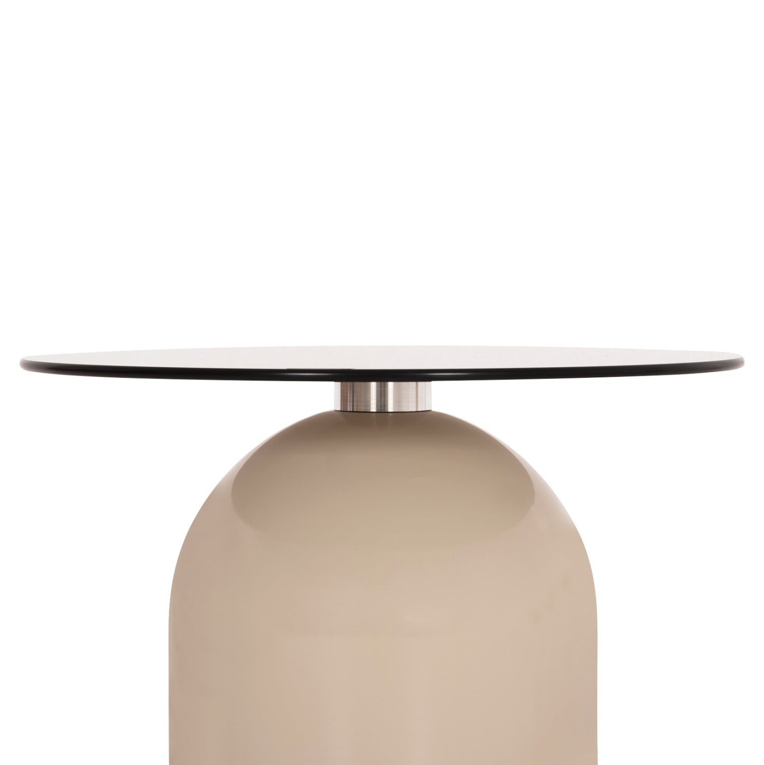 SET 2 COFFEE TABLES BELLINS HM18314.04 BEIGE METAL BASES--GLASS TOPS Φ50cm & Φ40cm