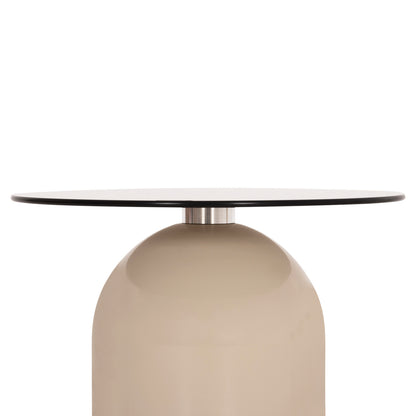 SET 2 COFFEE TABLES BELLINS HM18314.04 BEIGE METAL BASES--GLASS TOPS Φ50cm & Φ40cm