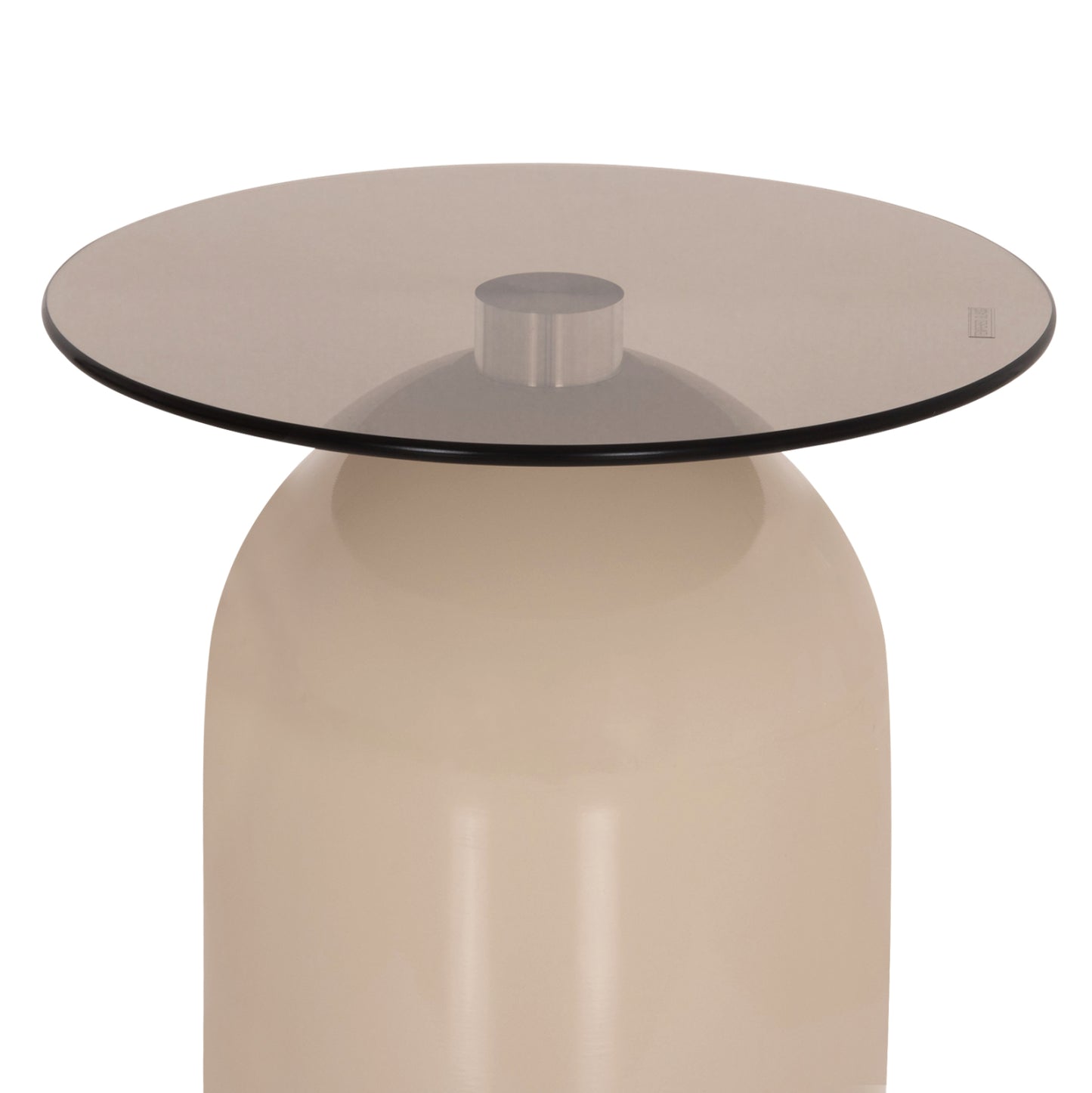 SET 2 COFFEE TABLES BELLINS HM18314.04 BEIGE METAL BASES--GLASS TOPS Φ50cm & Φ40cm