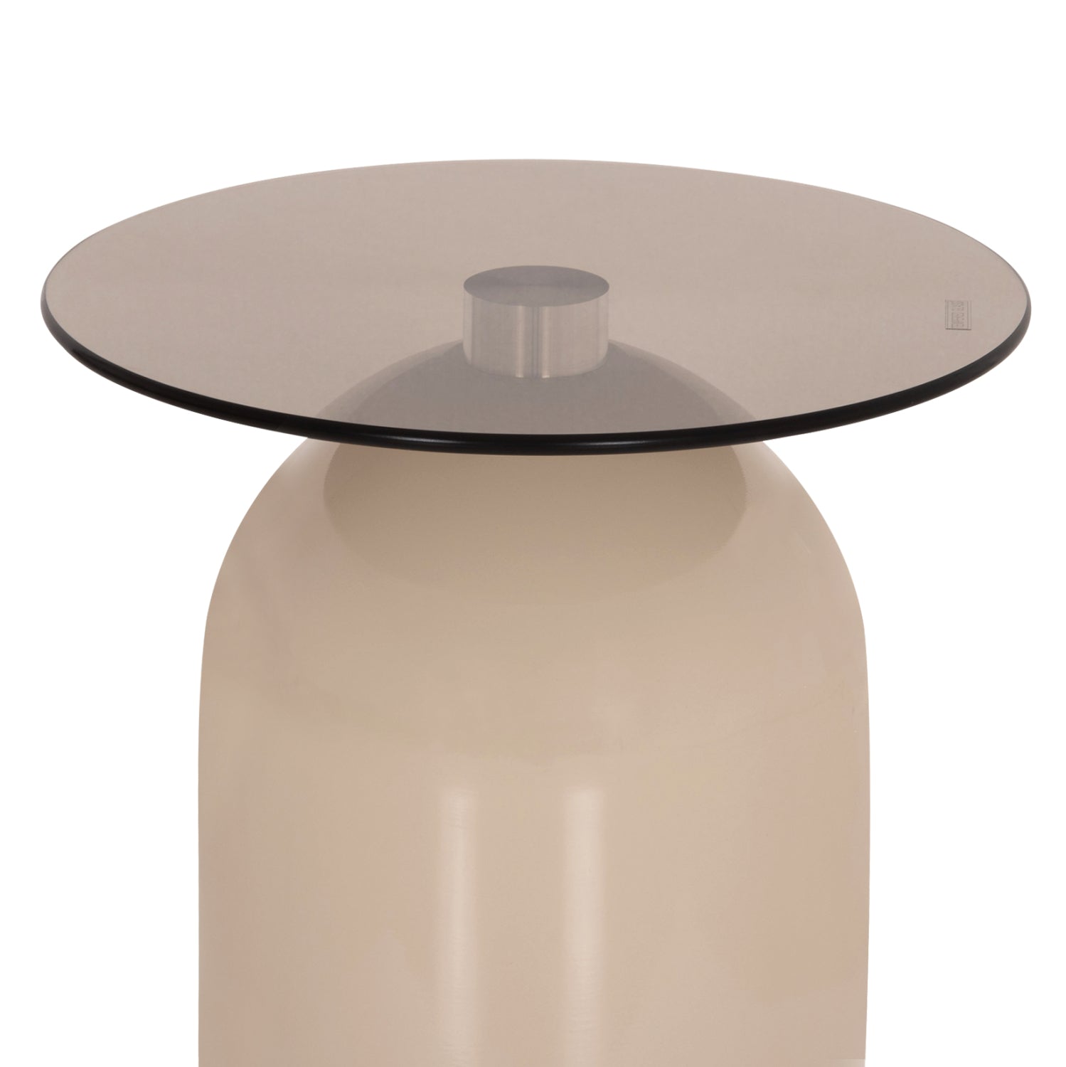 SET 2 COFFEE TABLES BELLINS HM18314.04 BEIGE METAL BASES--GLASS TOPS Φ50cm & Φ40cm