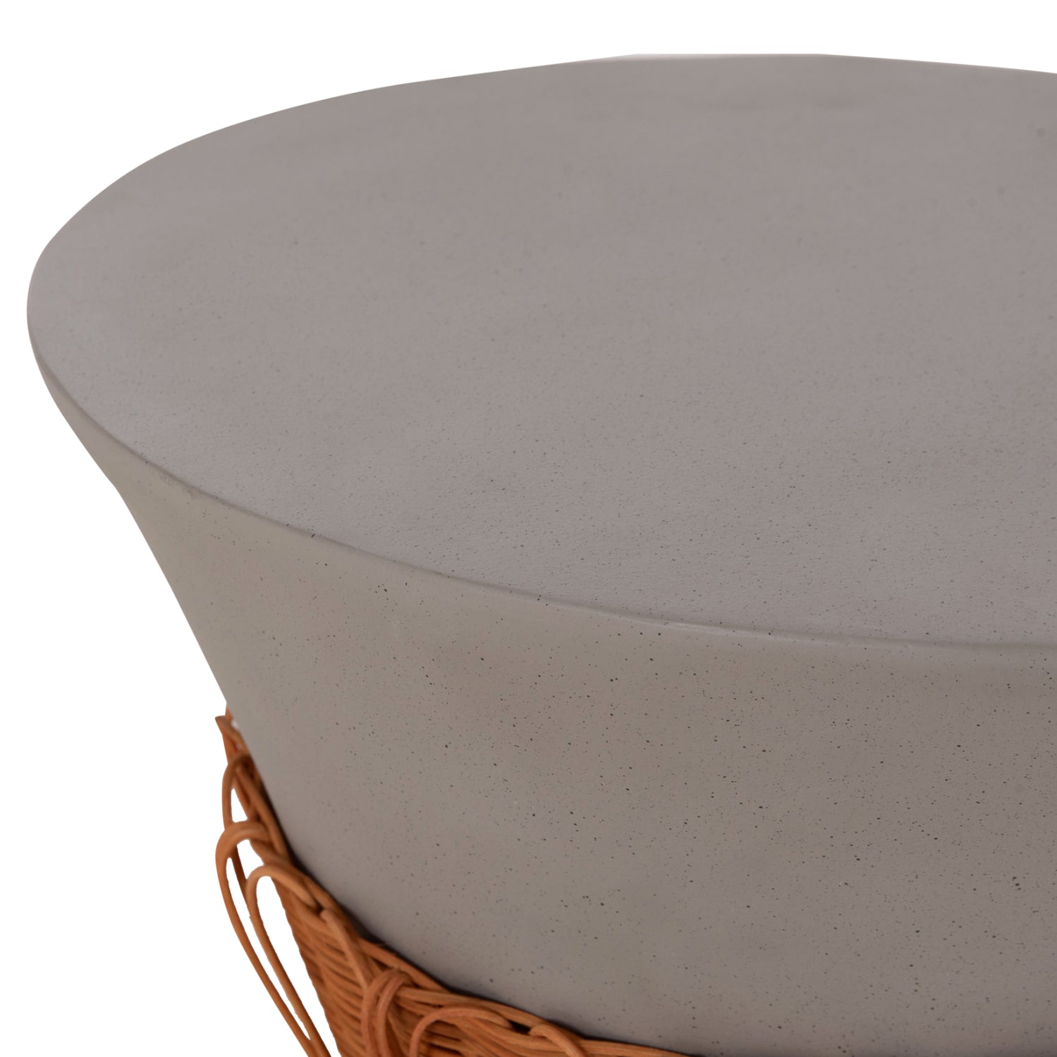 SET 2PCS COFFEE TABLES PERRAL HM21138.03 FIBER CEMENT IN GREY--NATURAL RATTAN DECOR