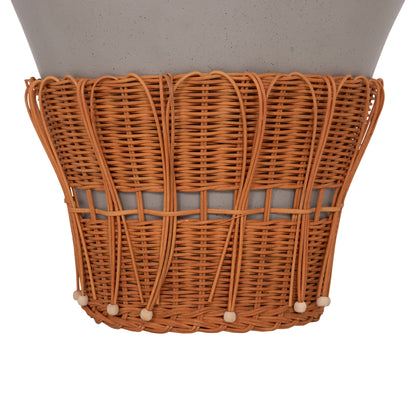 SET 2PCS COFFEE TABLES PERRAL HM21138.03 FIBER CEMENT IN GREY--NATURAL RATTAN DECOR