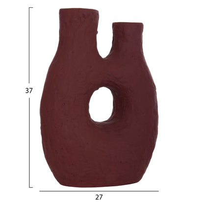 SET 2PCS DECORATIVE TABLE VASES NAMENTIS HM21143.02 TERRACOTA IN WHITE & MAROON RED