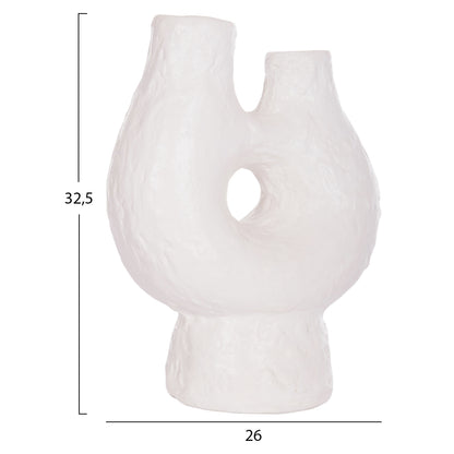 SET 2PCS DECORATIVE TABLE VASES NAMENTIS HM21143.02 TERRACOTA IN WHITE & MAROON RED