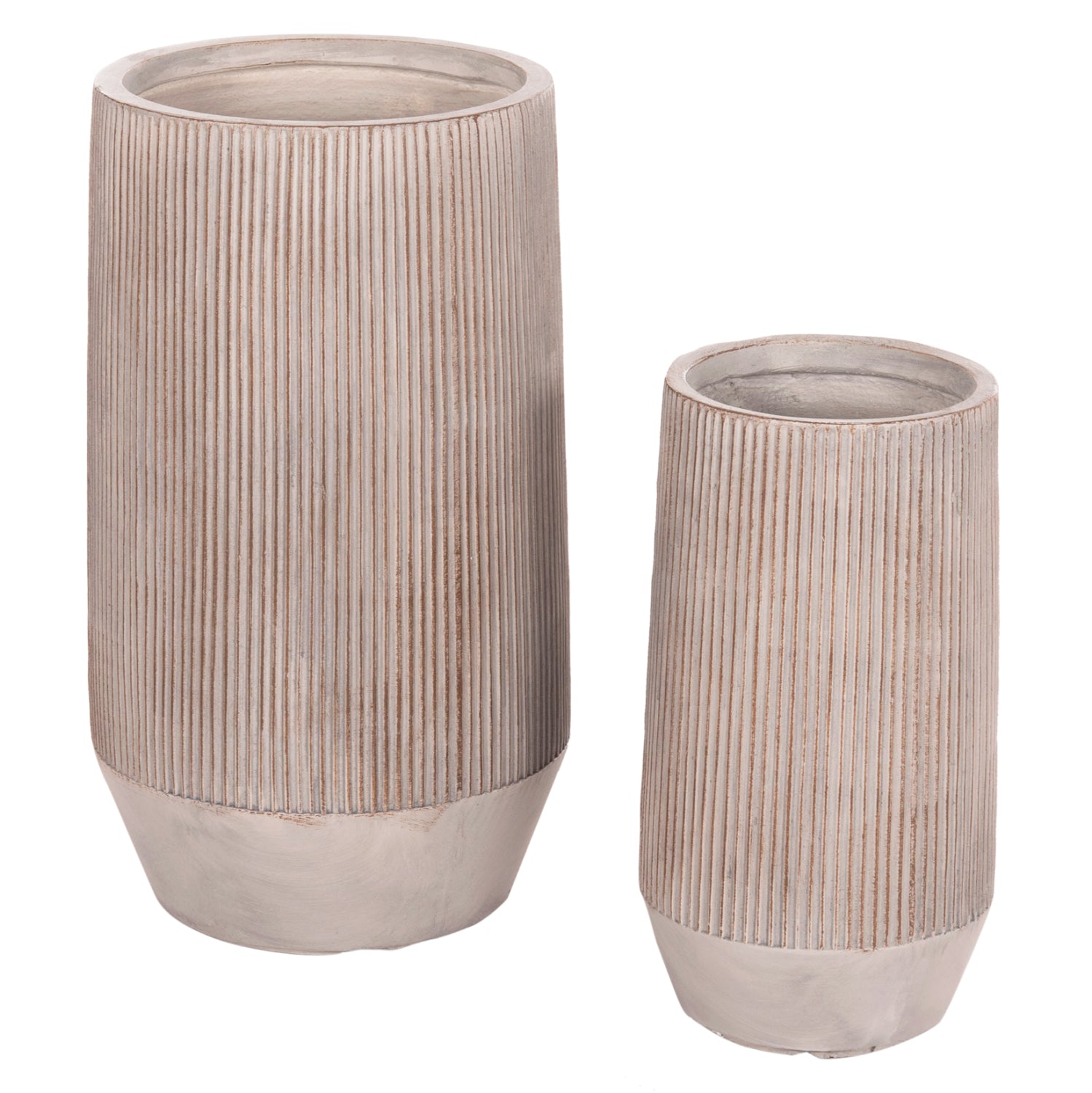 GARDEN PLANTERS CYLINDRICAL SET 2PCS GARDENER HM4727 FIBERCLAY--IN CEMENT COLOR Φ35x64Hcm.