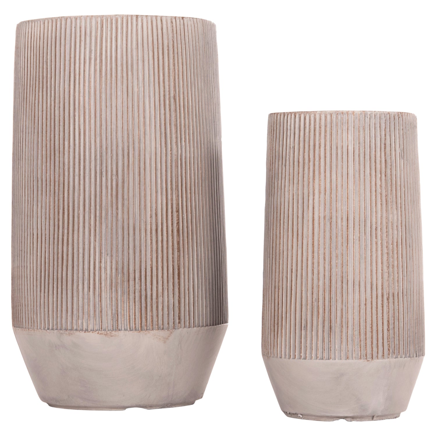 GARDEN PLANTERS CYLINDRICAL SET 2PCS GARDENER HM4727 FIBERCLAY--IN CEMENT COLOR Φ35x64Hcm.