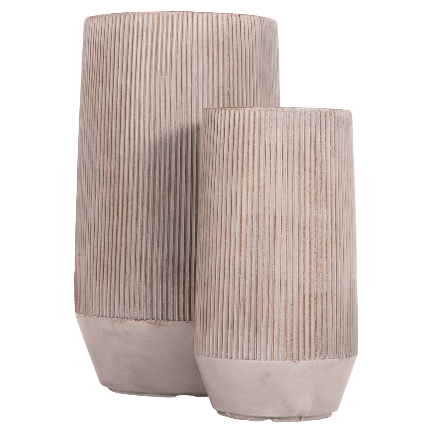 GARDEN PLANTERS CYLINDRICAL SET 2PCS GARDENER HM4727 FIBERCLAY--IN CEMENT COLOR Φ35x64Hcm.