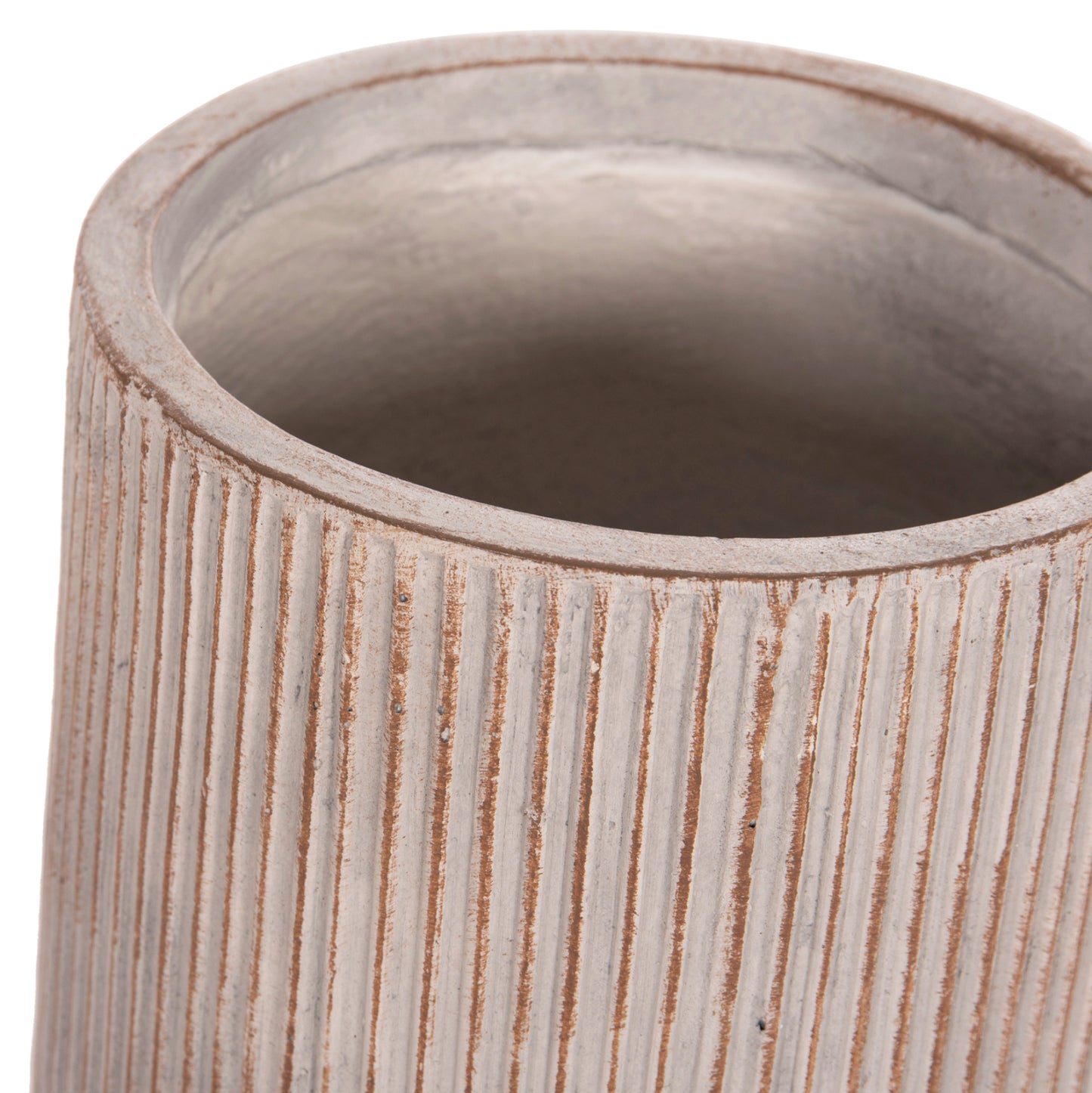 GARDEN PLANTERS CYLINDRICAL SET 2PCS GARDENER HM4727 FIBERCLAY--IN CEMENT COLOR Φ35x64Hcm.