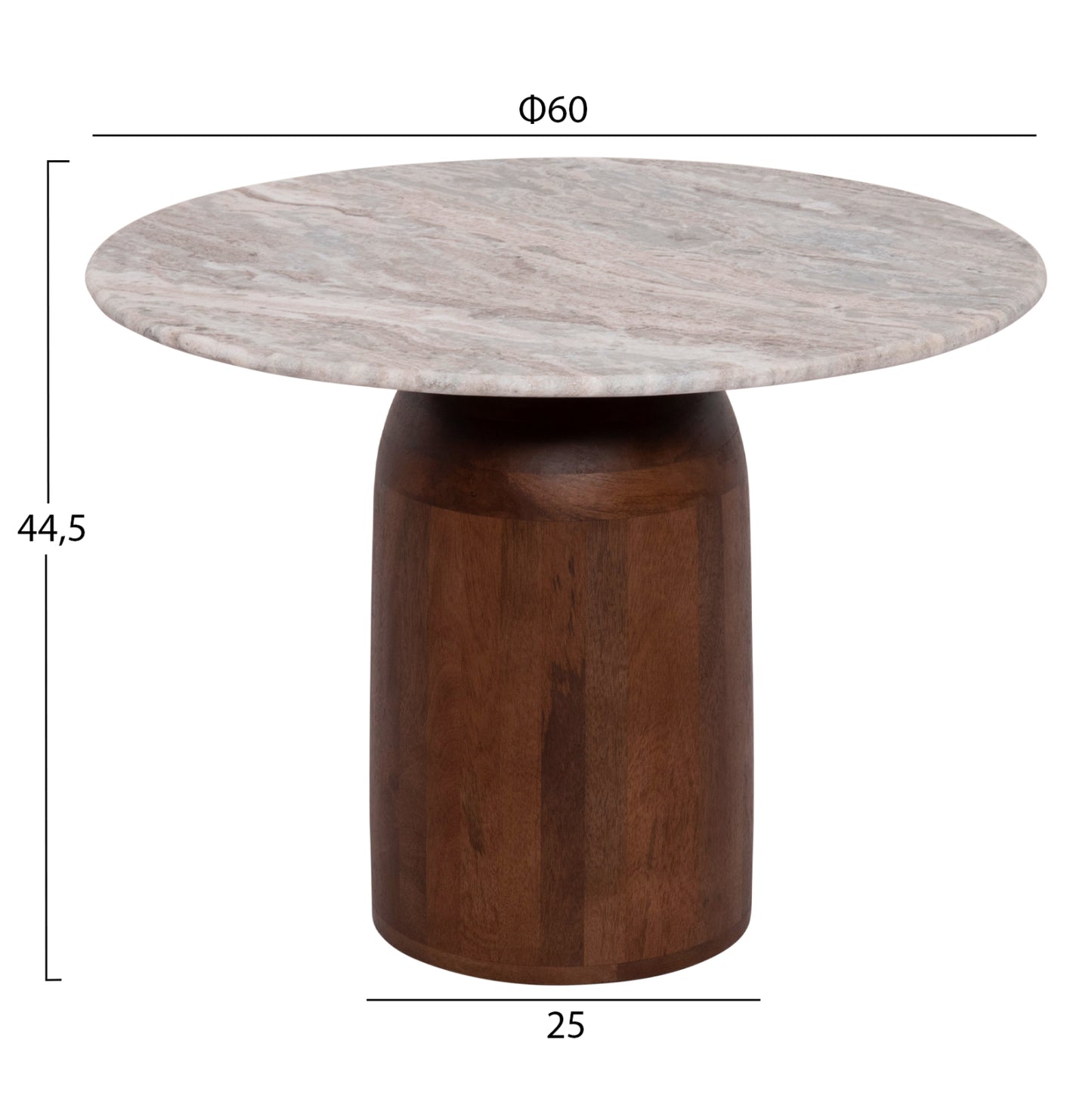 SET 2PCS COFFEE TABLES MALED HM21080 GREYISH WHITE MARBLE-MANGO WOOD