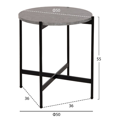 COFFEE TABLES 2PCS SET RONDA HM21089.01 MDF IN GREY MARBLE COLOR Φ80cm & Φ50cm