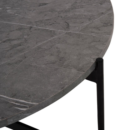 COFFEE TABLES 2PCS SET RONDA HM21089.01 MDF IN GREY MARBLE COLOR Φ80cm & Φ50cm