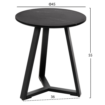 COFFEE TABLES 2PCS SET ROCKET HM21090 MDF IN BLACK MARBLE COLOR Φ80cm & Φ45cm