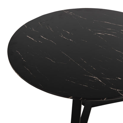COFFEE TABLES 2PCS SET ROCKET HM21090 MDF IN BLACK MARBLE COLOR Φ80cm & Φ45cm