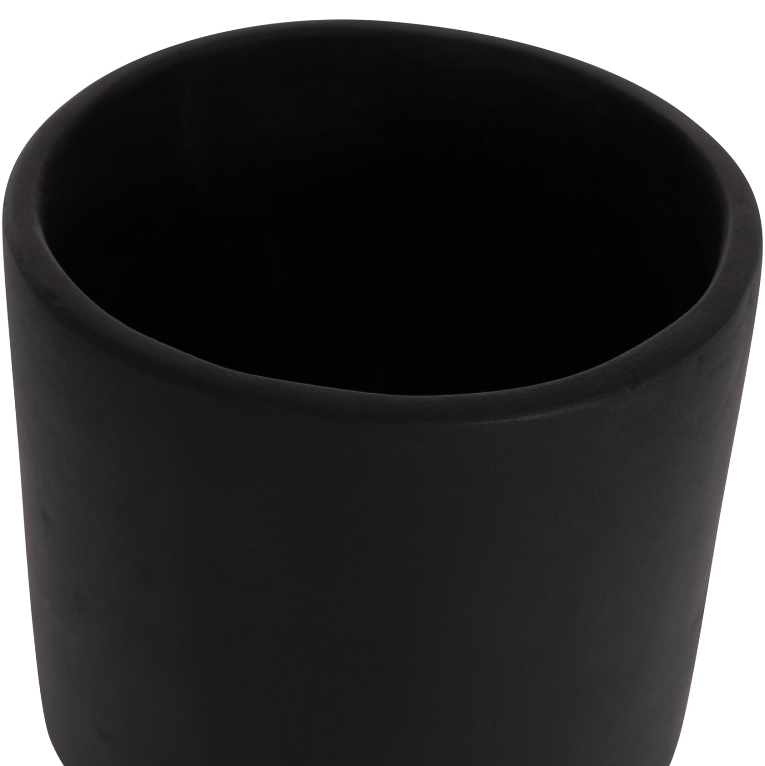 SET 3 POTS/VASES WITH TEAK BASES TANTI HM4685.01 FIBER CEMENT IN BLACK